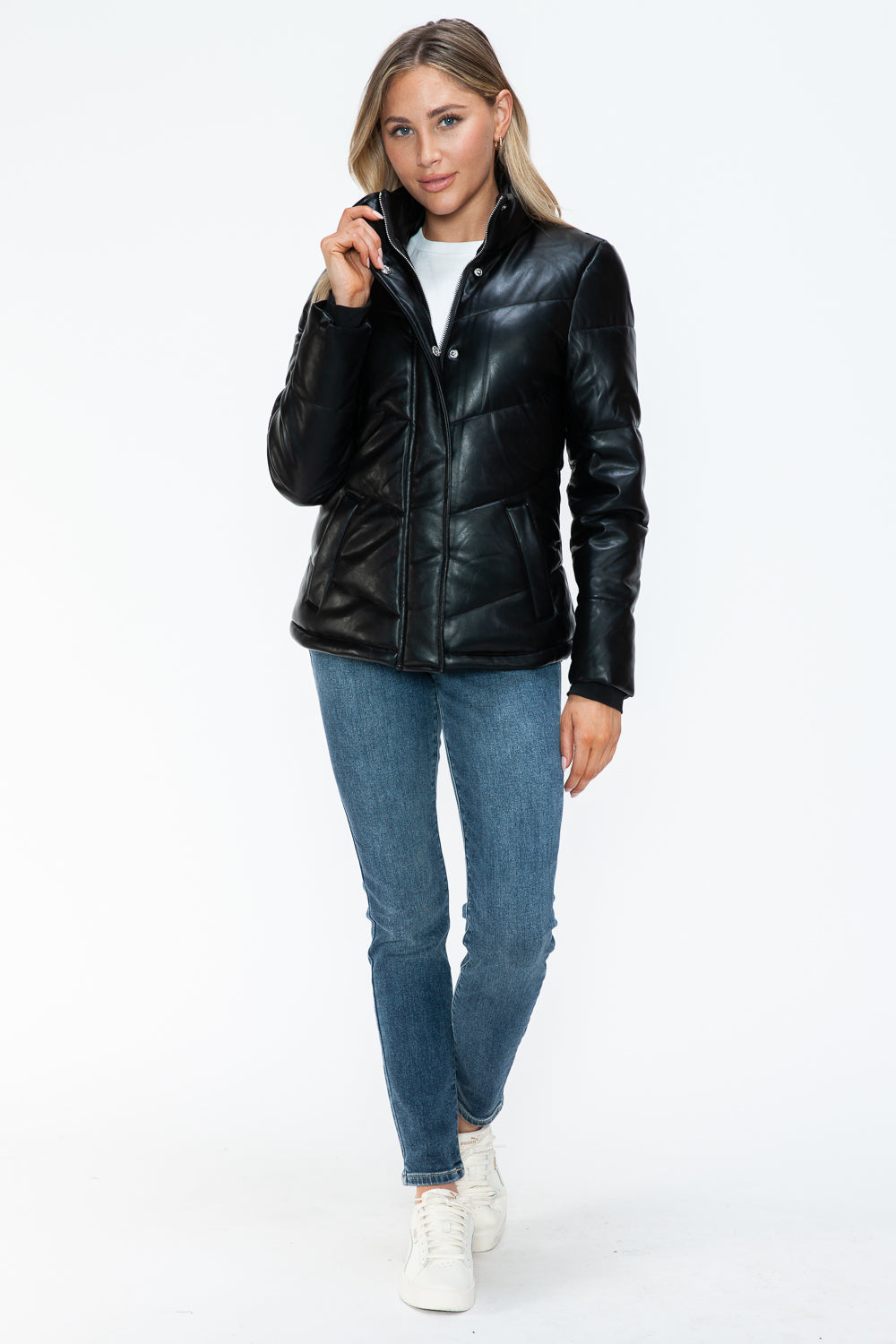 Snobbish Pocketed Zip Up Turtleneck Puffer Jacket - Inspired Collective Store