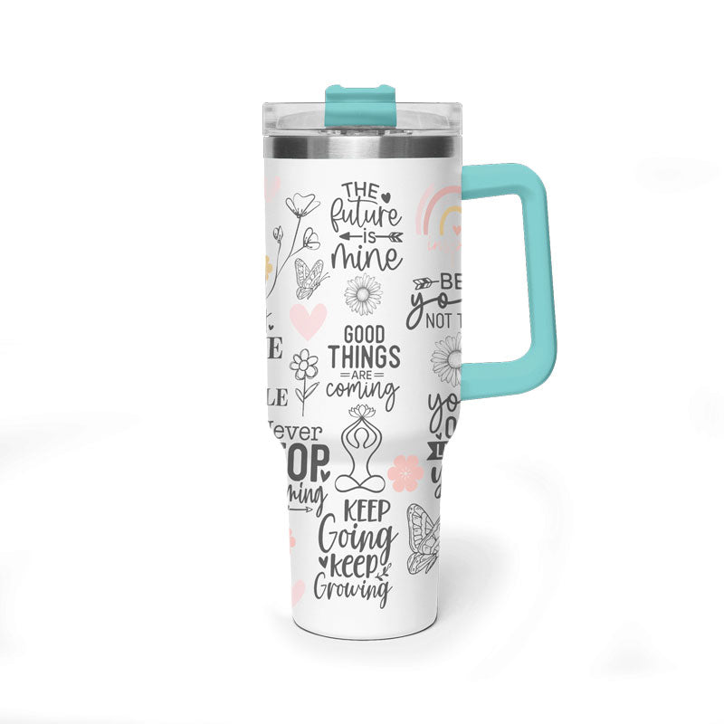 MOKSHA:11 Inspirational Quotes Vacuum Thermal Tumbler, 40oz