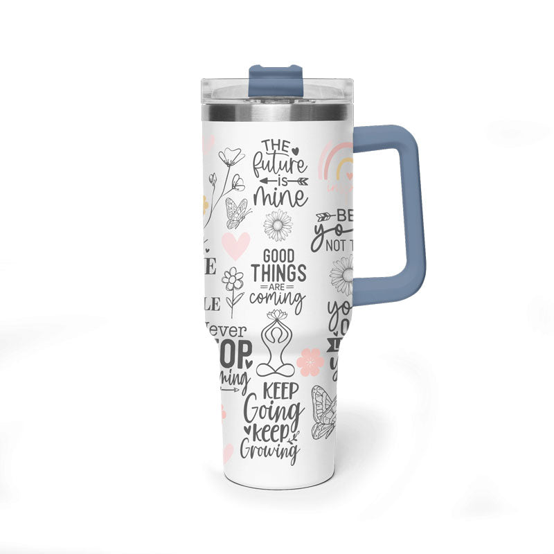 MOKSHA:11 Inspirational Quotes Vacuum Thermal Tumbler, 40oz