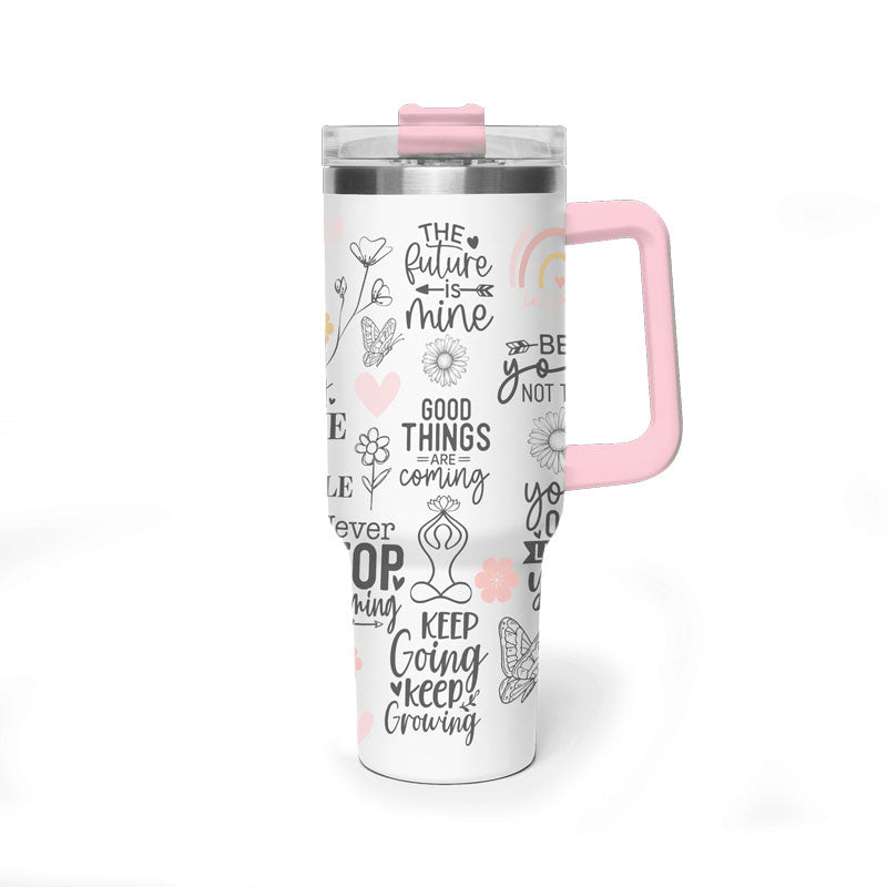 MOKSHA:11 Inspirational Quotes Vacuum Thermal Tumbler, 40oz