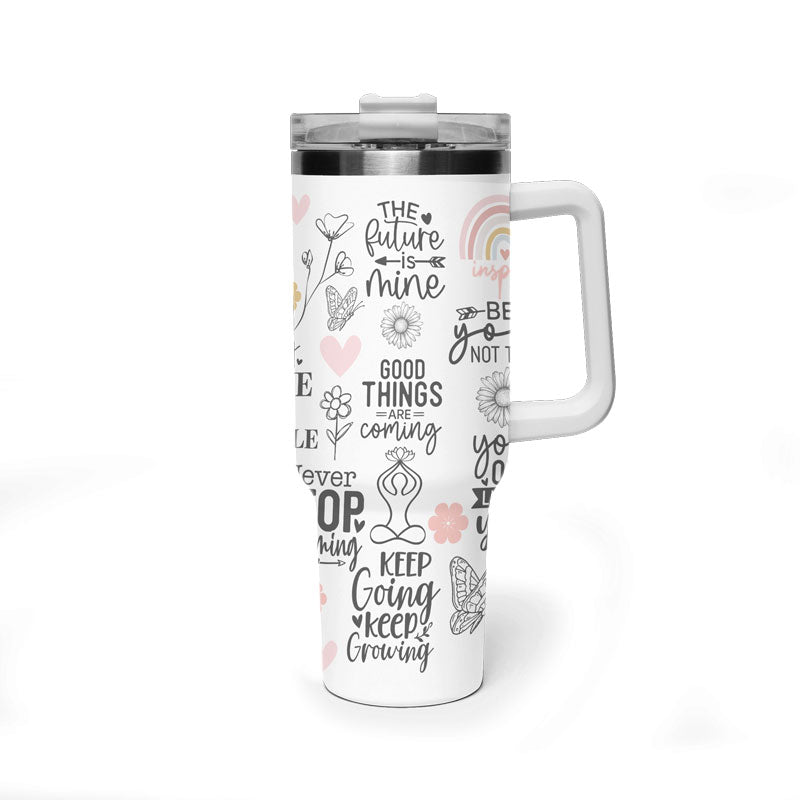 MOKSHA:11 Inspirational Quotes Vacuum Thermal Tumbler, 40oz