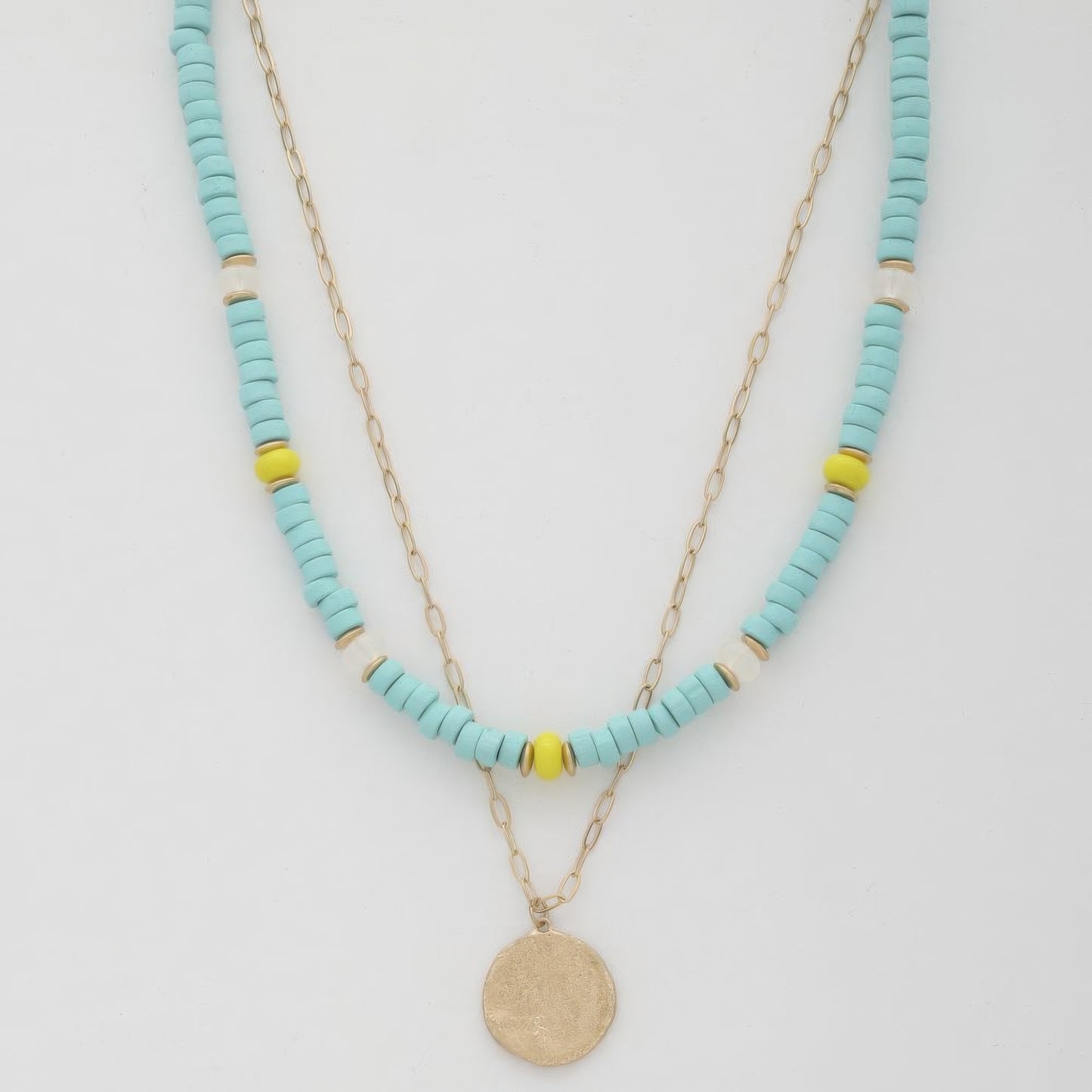 Coin Wood Bead Layered Necklace - Inspired Collective Store