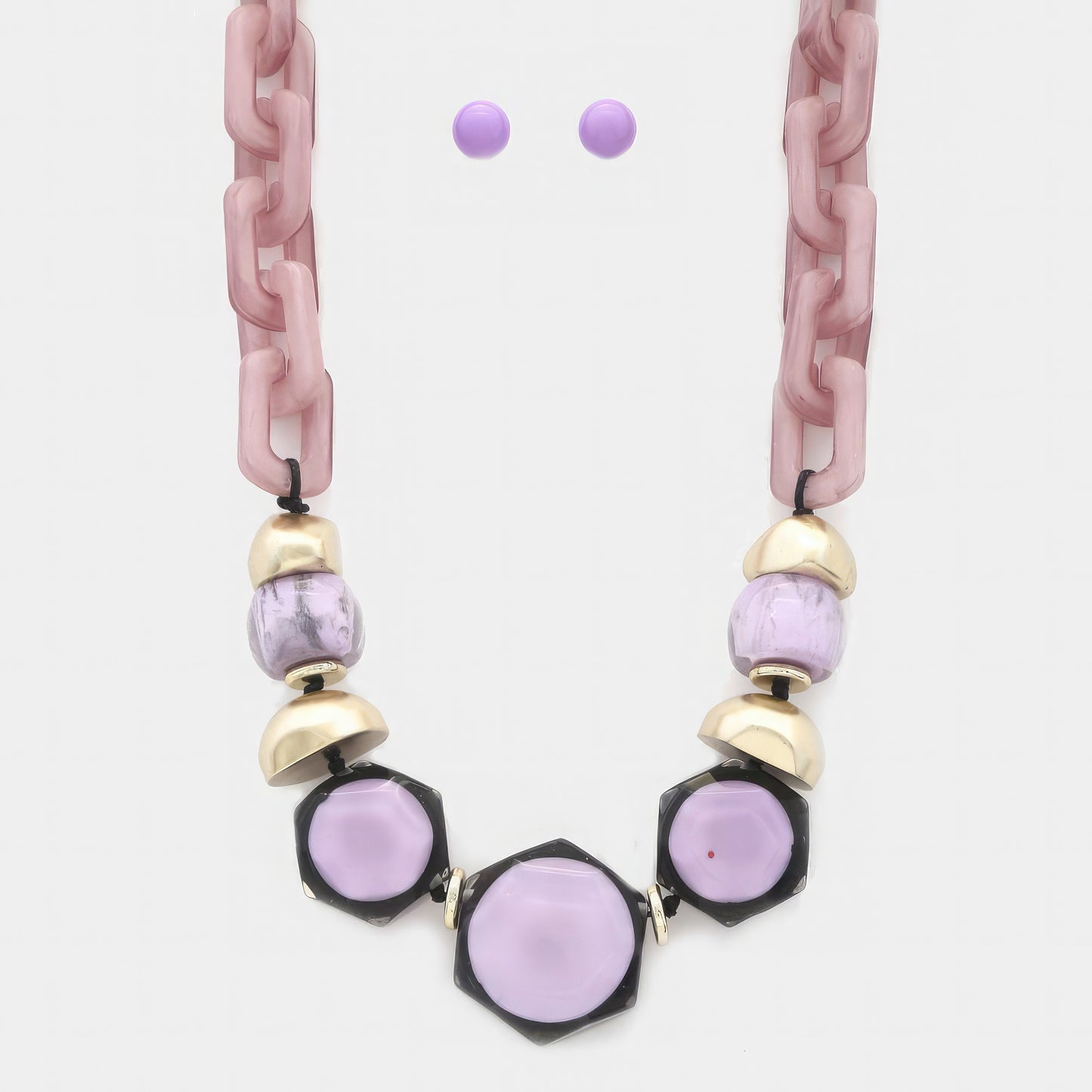 Hexagon Shape Link Oval Link Necklace - Inspired Collective Store