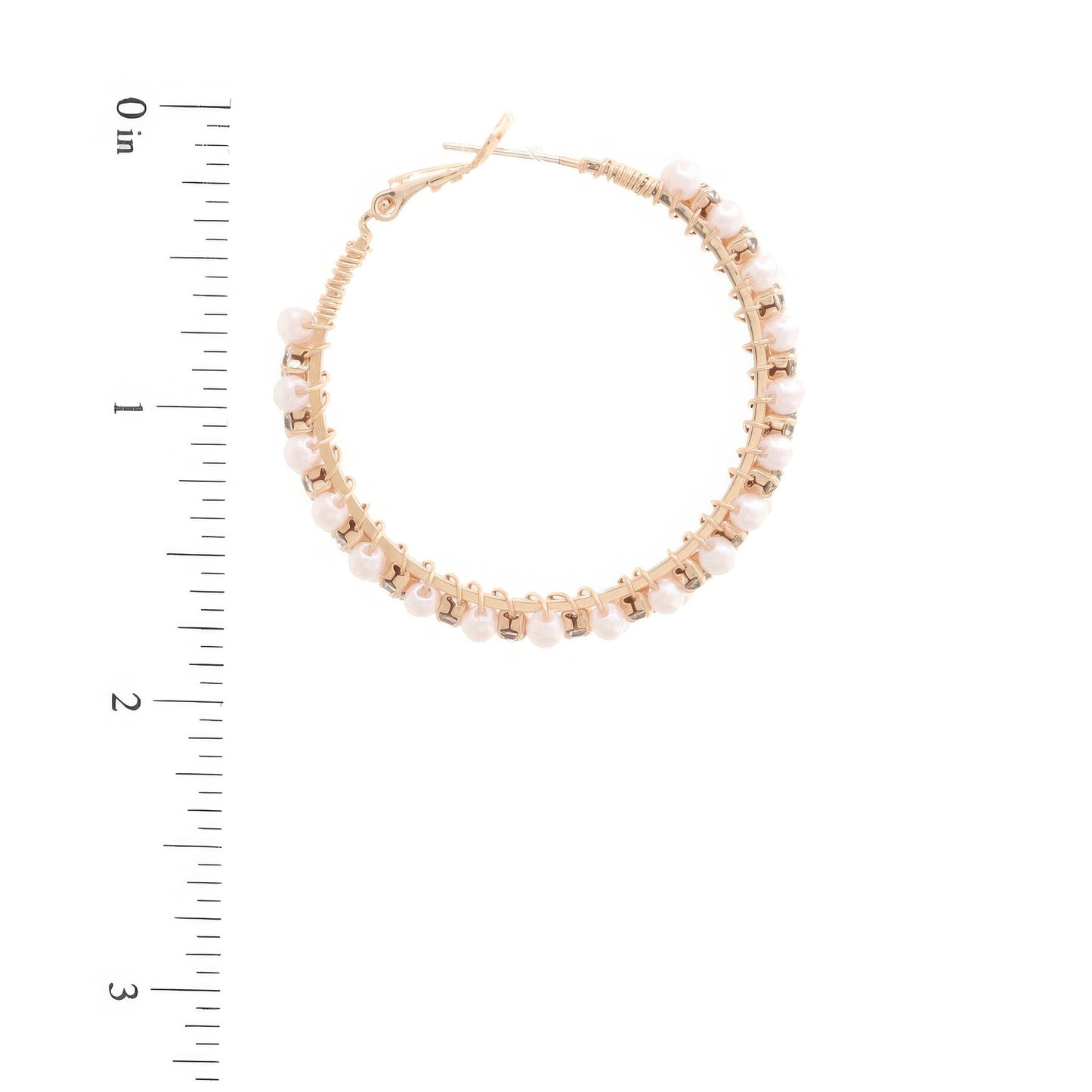 Pearl Bead Rhinestone Wire Wrapped Hoop Earring - Inspired Collective Store