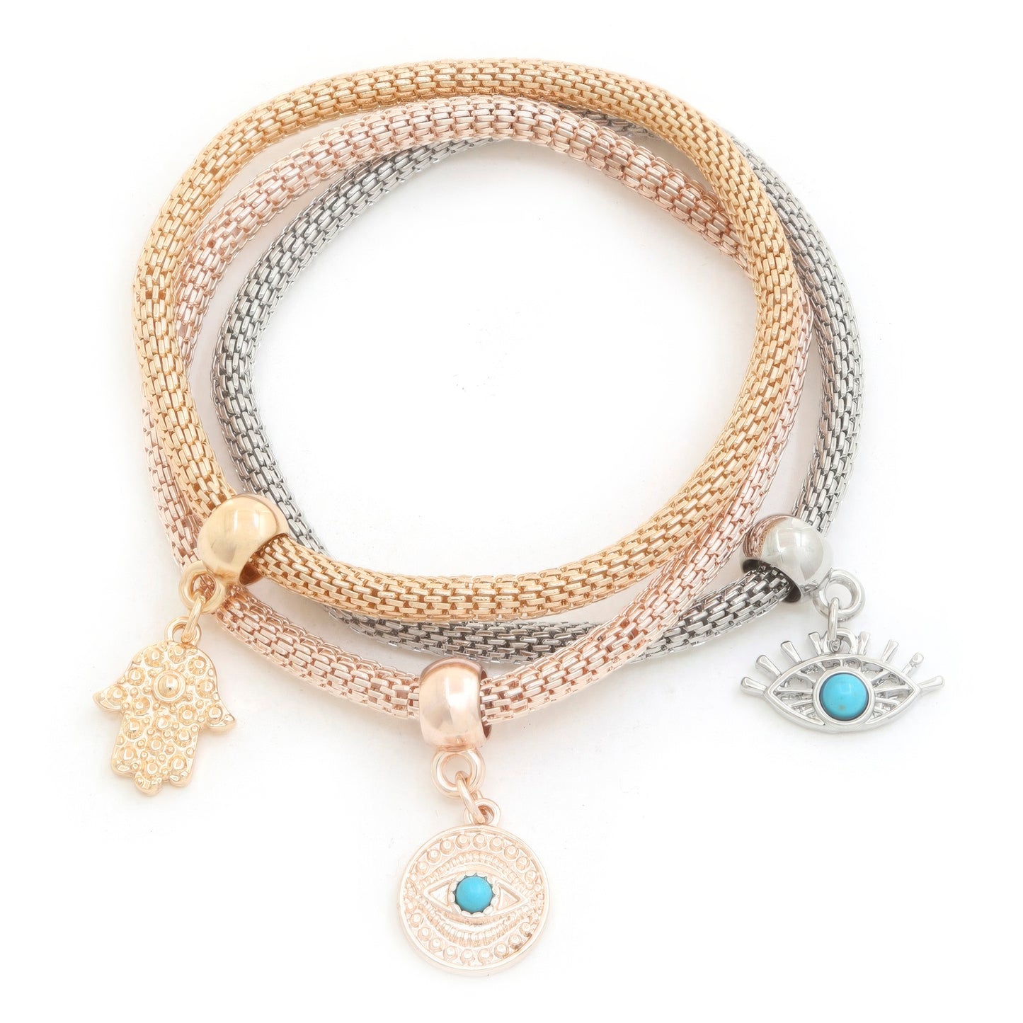 Evil Eye Hamsa Hand Charm Bracelet Set - Inspired Collective Store