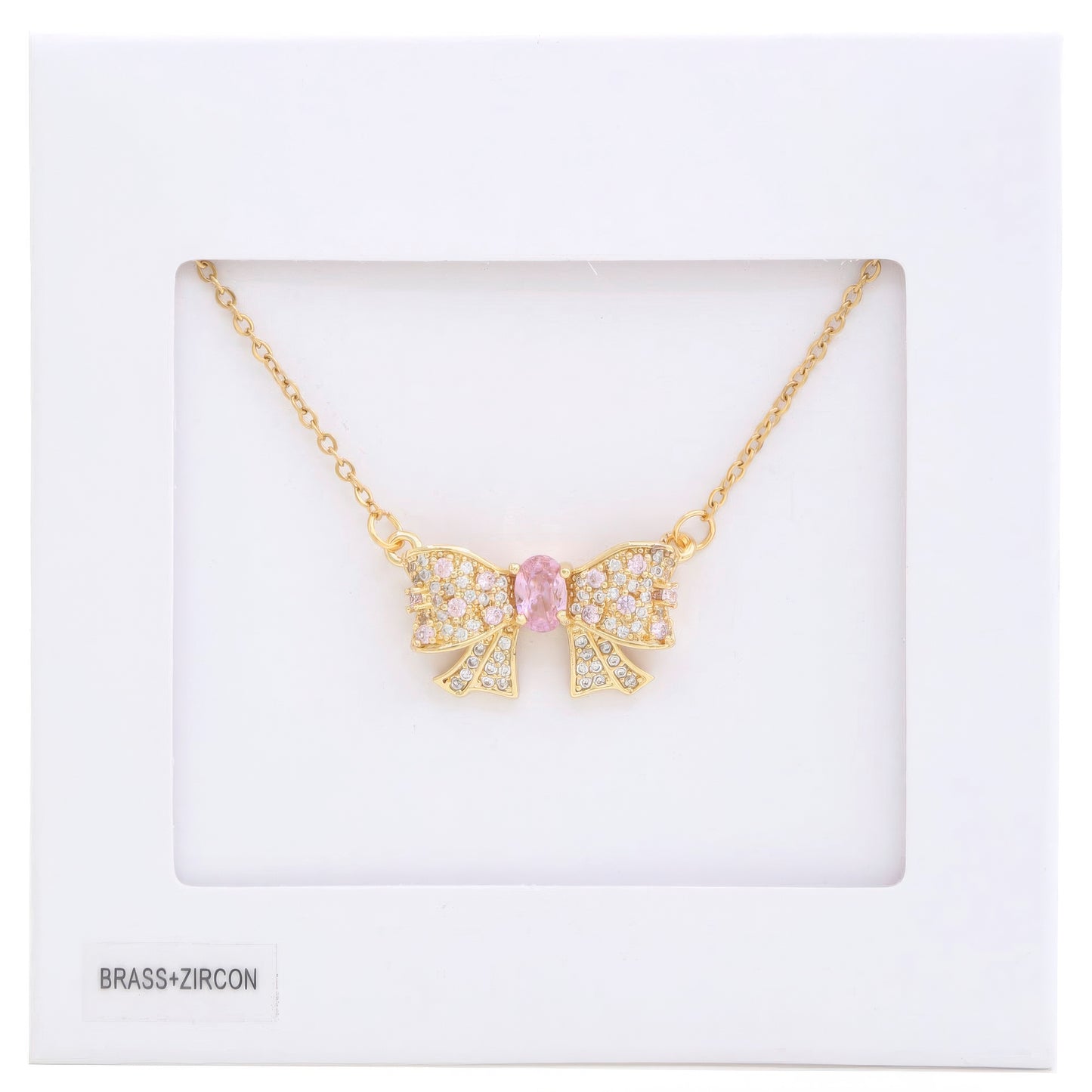 Rhinestone Bow Metal Necklace - Inspired Collective Store