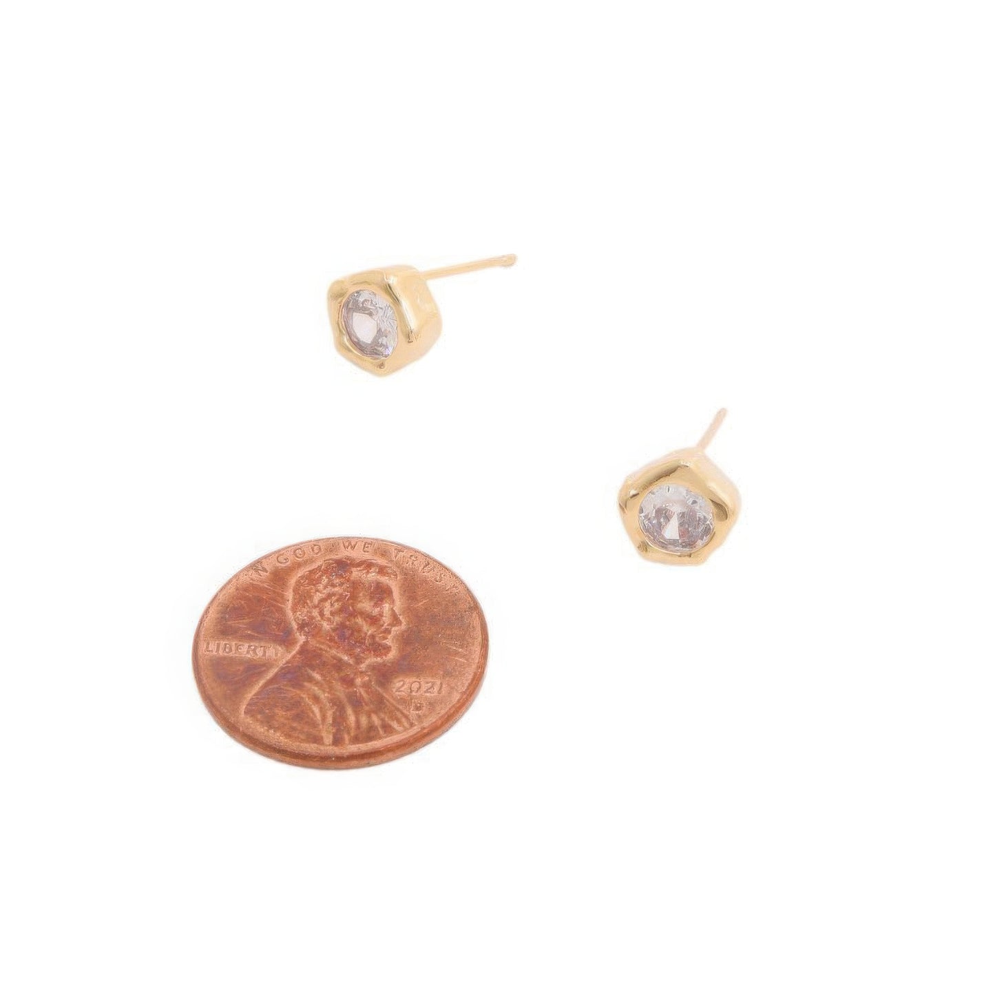 14k Gold Dipped Cz Stone Stud Earring - Inspired Collective Store