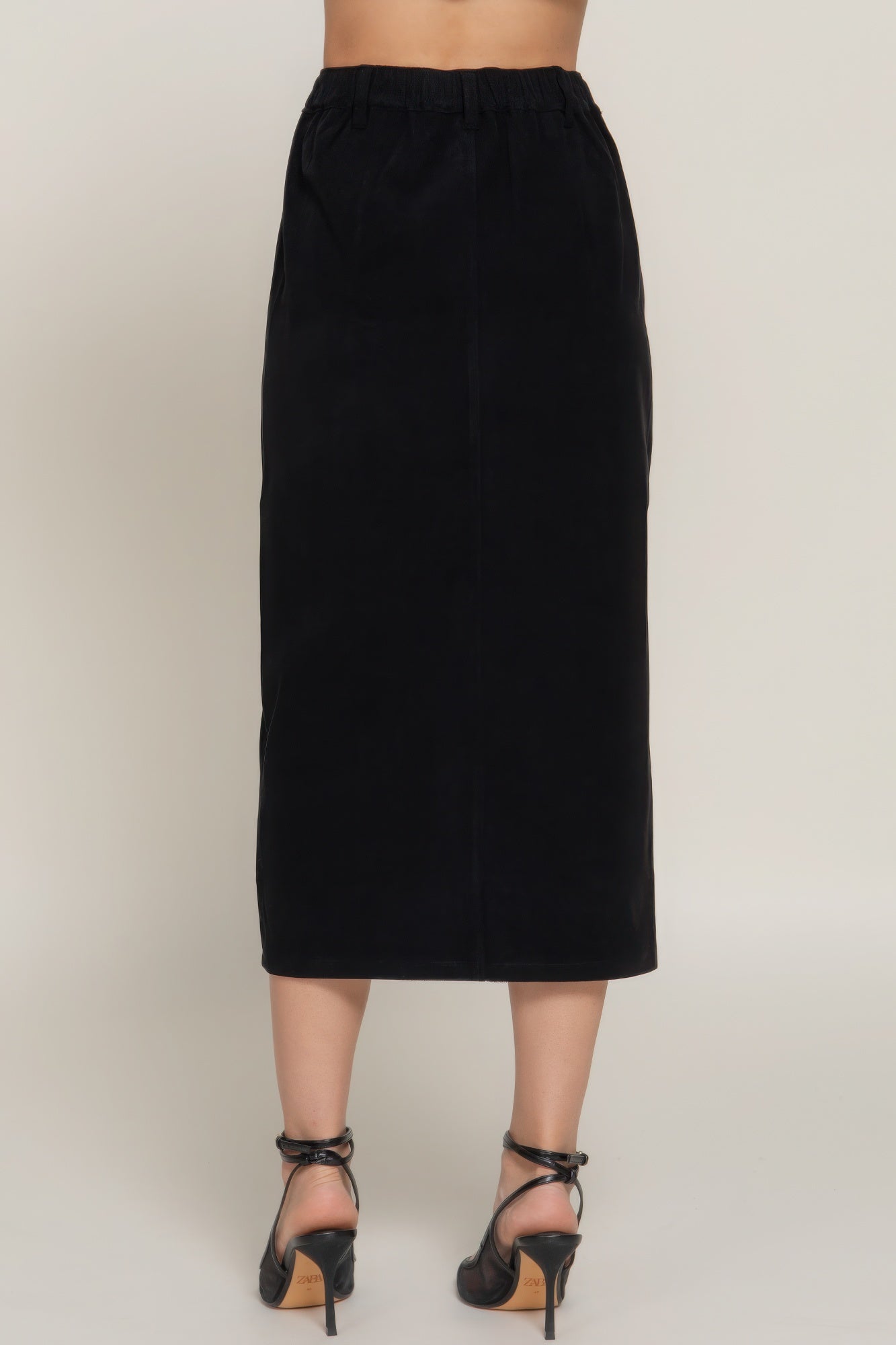 Front Open Slit Corduroy Midi Skirt - Inspired Collective Store