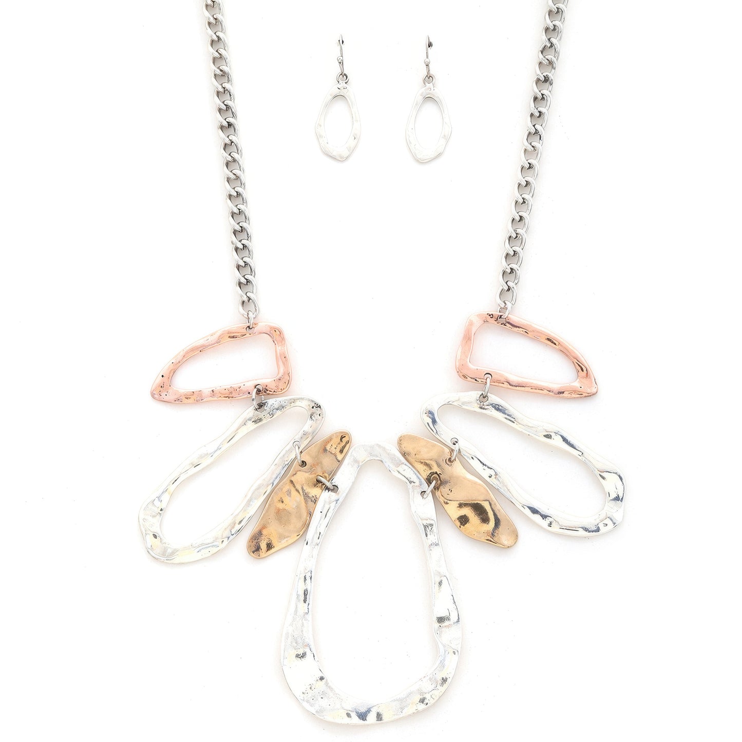Fashion Open Oval Shape Design Chain Necklace And Earring Set - Inspired Collective Store