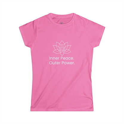 Inner Peace, Outer Power Women's Tee — Lotus Yoga T-Shirt for Mindfulness & Empowerment