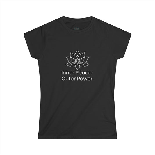 Inner Peace, Outer Power Women's Tee — Lotus Yoga T-Shirt for Mindfulness & Empowerment
