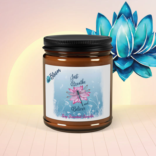 Bloom ~Scented Soy Candle (9oz, Amber Jar) - Inspired Collective Store