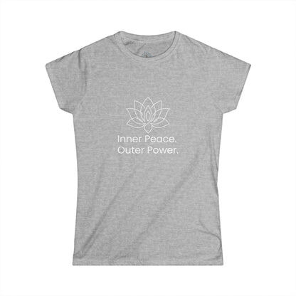 Inner Peace, Outer Power Women's Tee — Lotus Yoga T-Shirt for Mindfulness & Empowerment