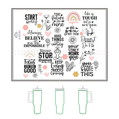 MOKSHA:11 Inspirational Quotes Vacuum Thermal Tumbler, 40oz