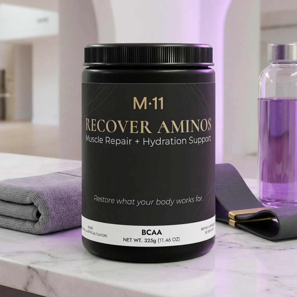M·11 RECOVER AMINOS — BCAA + Glutamine Recovery Formula (Grape) (325g, 11.46oz, 50 servings)