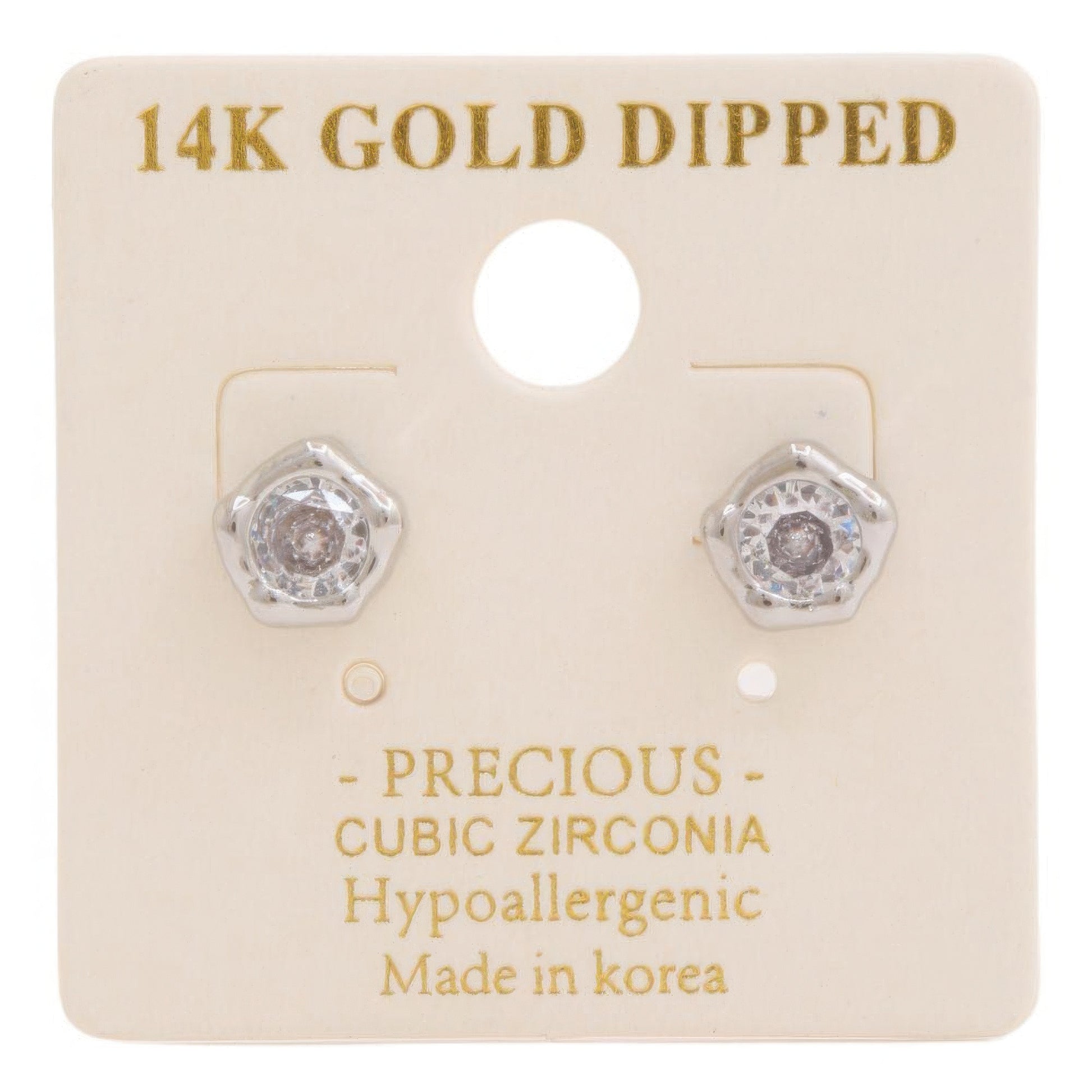 14k Gold Dipped Cz Stone Stud Earring - Inspired Collective Store